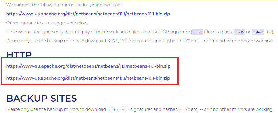NetBeansのダウンロード